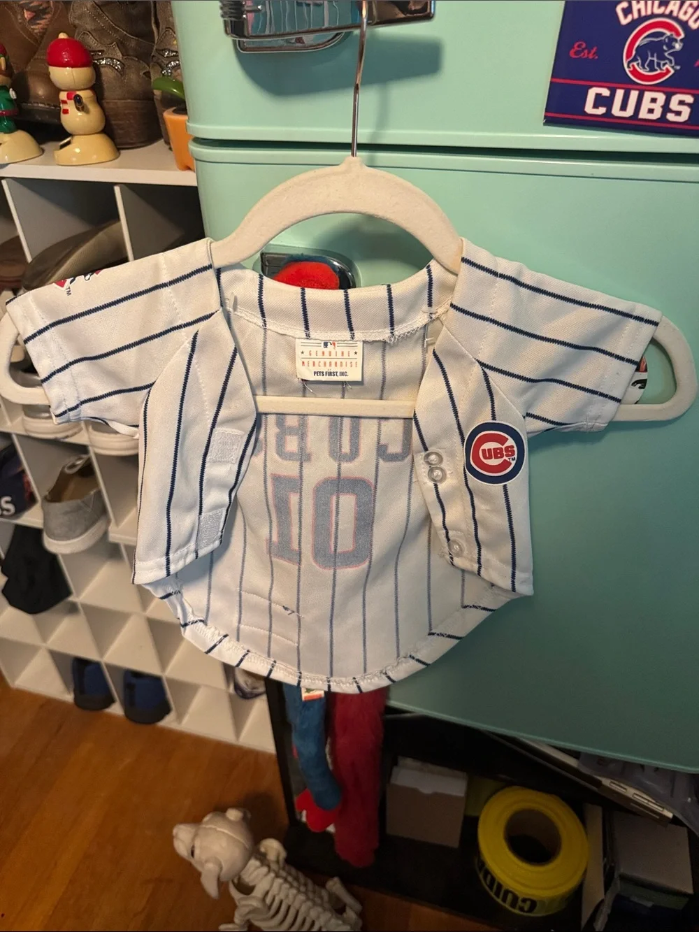 MLB Cubs Dog Jersey in White with Blue Pinstripes